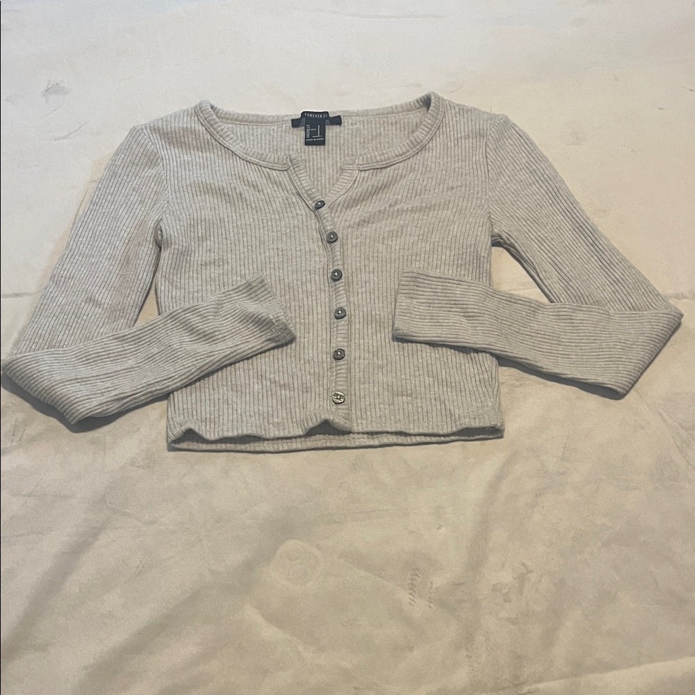 Ribbed forever 21 crop long sleeve top